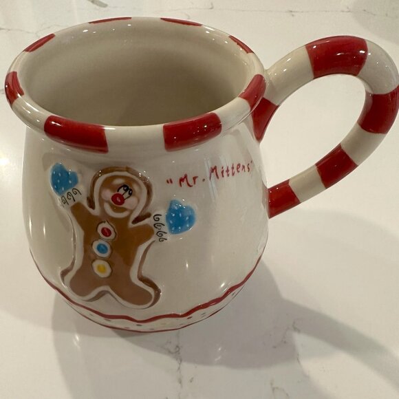 Heather Goldmine Blue Sky 2011  Mr Mittens Gingerbread Christmas Mug red/white - Picture 7 of 7